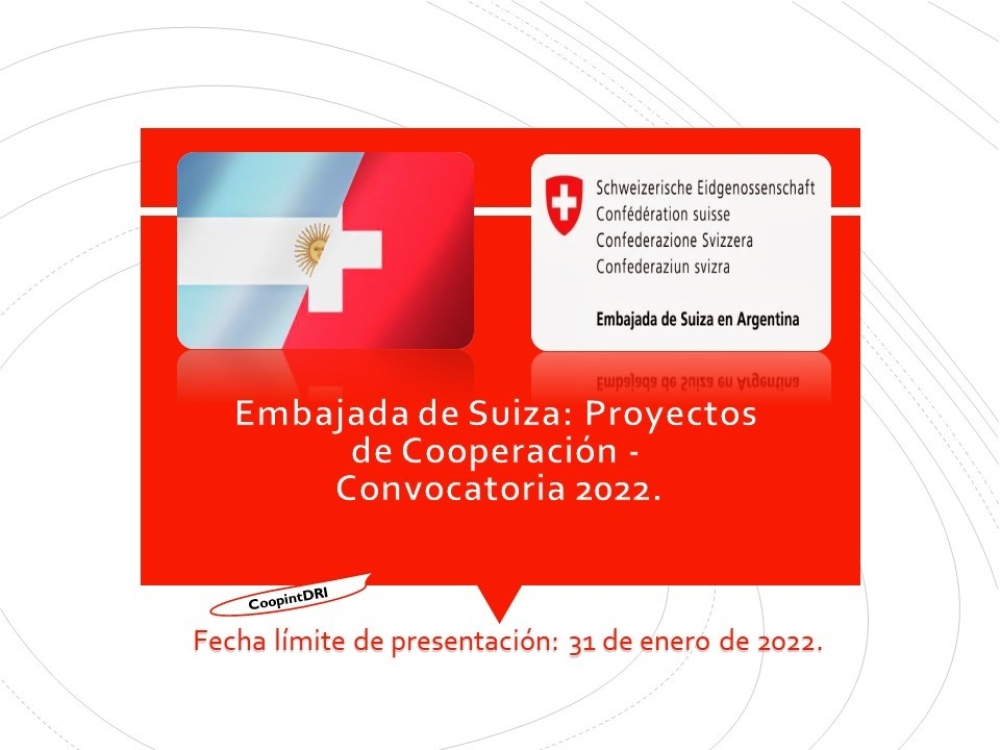 Embajada Suiza en Argentina, apoyo financiero a Proyectos de cooperación