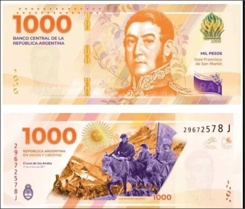Entró en circulación el nuevo billete de $1000 con la imagen de San Martín