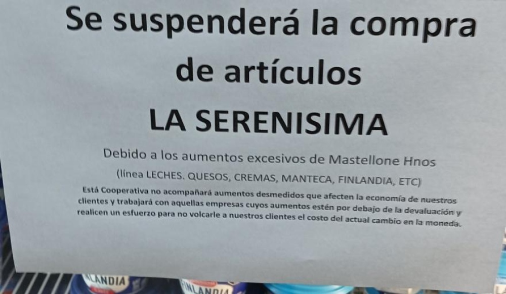 La Plata: Un supermercado dejará de vender la marca "La Serenísima" por los aumentos desmedidos