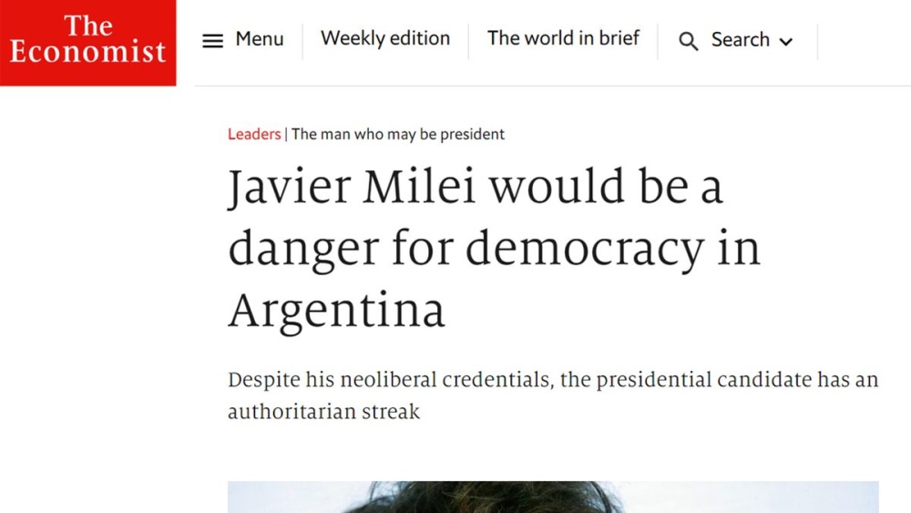 Fuerte editorial de The Economist contra Milei: alertó que es "un riesgo para la democracia"