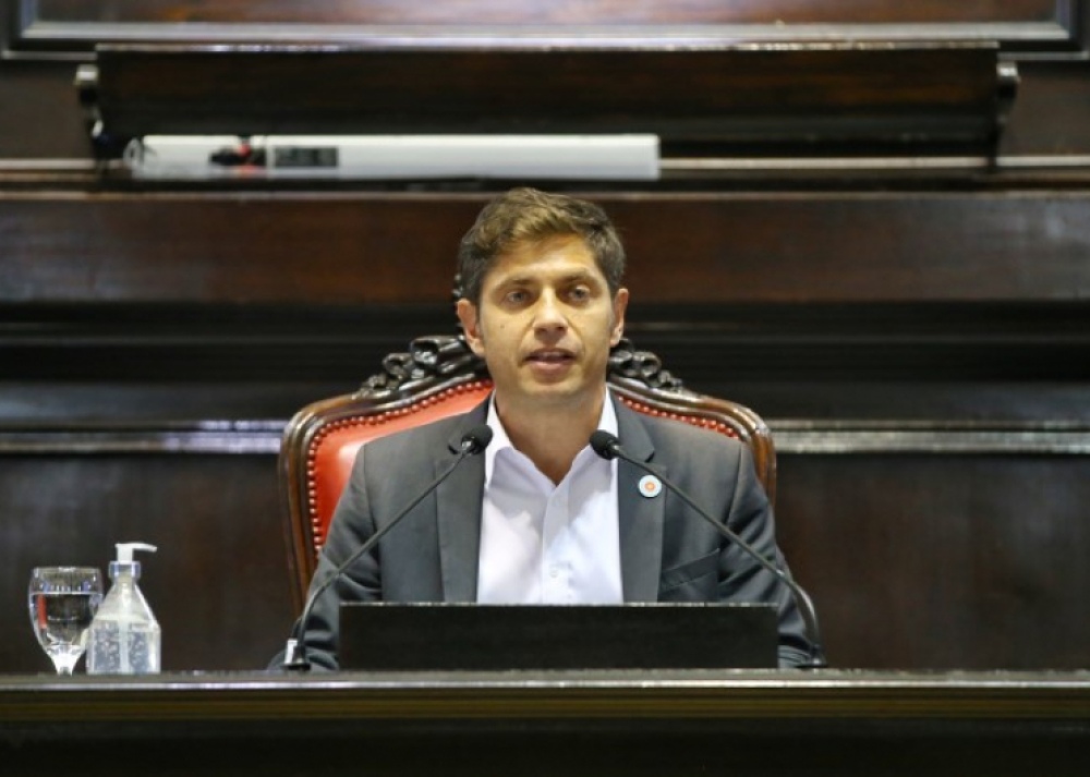 Axel Kicillof, en el palacio de la Legislatura bonaerense
