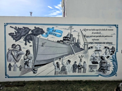 Inauguraron en Coronel Rosales un mural en homenaje a familiares de caídos, veteranos y excombatientes de Malvinas